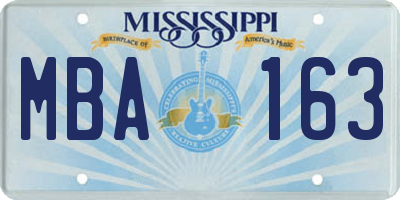 MS license plate MBA163