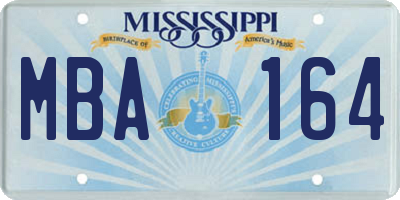 MS license plate MBA164