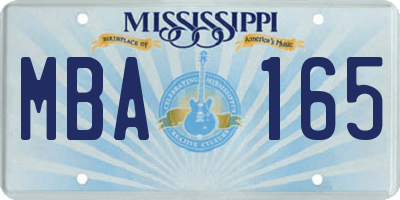 MS license plate MBA165
