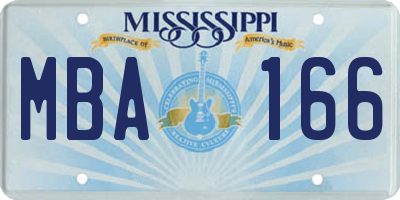 MS license plate MBA166
