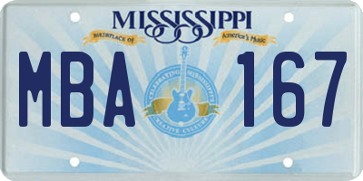 MS license plate MBA167