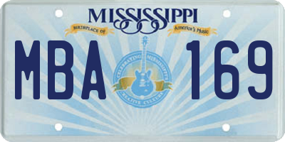 MS license plate MBA169