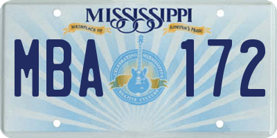 MS license plate MBA172