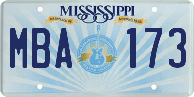 MS license plate MBA173