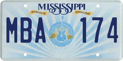 MS license plate MBA174