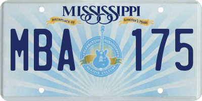 MS license plate MBA175