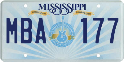 MS license plate MBA177