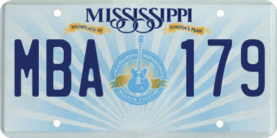 MS license plate MBA179