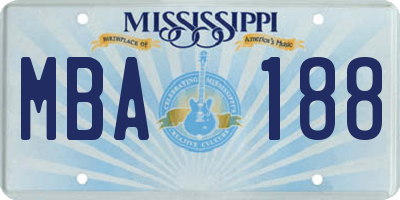 MS license plate MBA188