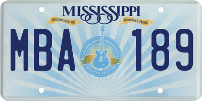 MS license plate MBA189