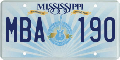 MS license plate MBA190