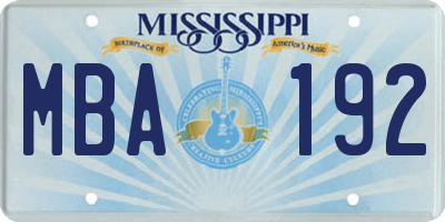 MS license plate MBA192