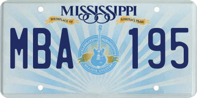 MS license plate MBA195