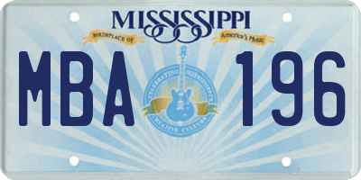 MS license plate MBA196
