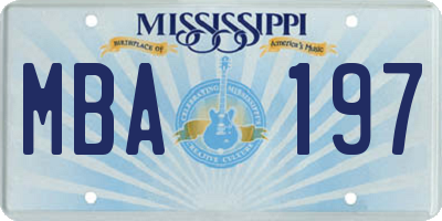 MS license plate MBA197