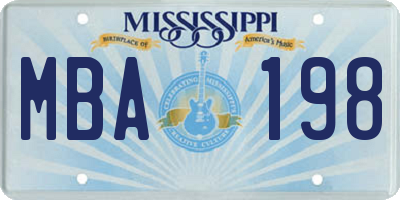 MS license plate MBA198
