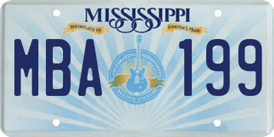 MS license plate MBA199