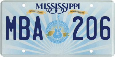 MS license plate MBA206