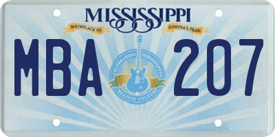 MS license plate MBA207