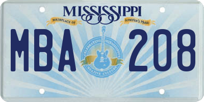 MS license plate MBA208