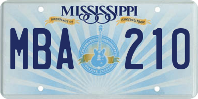 MS license plate MBA210