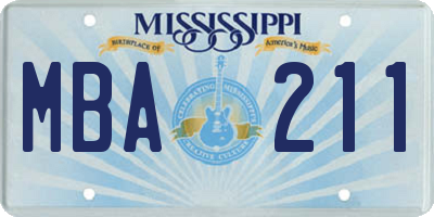 MS license plate MBA211