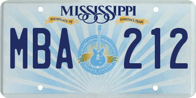 MS license plate MBA212