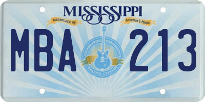 MS license plate MBA213