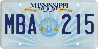 MS license plate MBA215