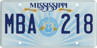 MS license plate MBA218