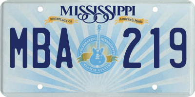 MS license plate MBA219