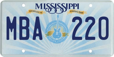 MS license plate MBA220