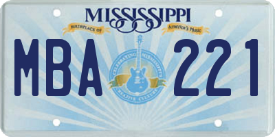 MS license plate MBA221