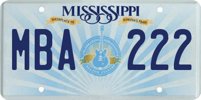 MS license plate MBA222