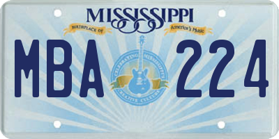 MS license plate MBA224