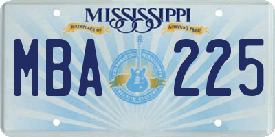 MS license plate MBA225