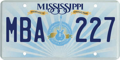 MS license plate MBA227