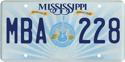 MS license plate MBA228