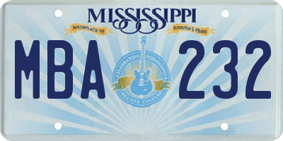 MS license plate MBA232