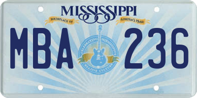 MS license plate MBA236