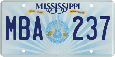 MS license plate MBA237