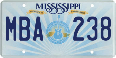 MS license plate MBA238