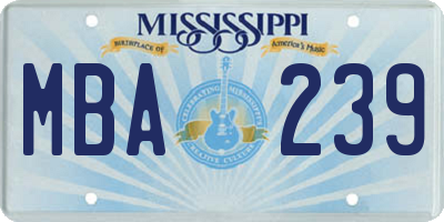 MS license plate MBA239