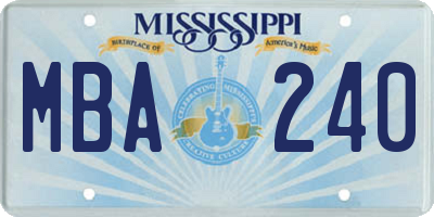 MS license plate MBA240