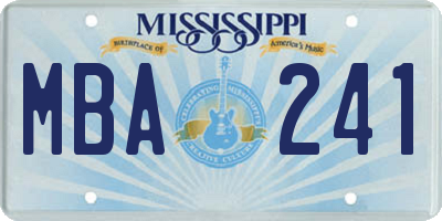 MS license plate MBA241
