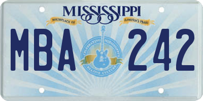 MS license plate MBA242