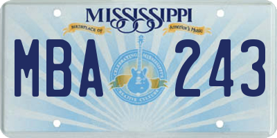 MS license plate MBA243