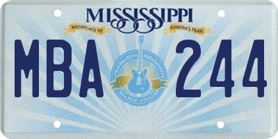 MS license plate MBA244