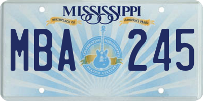 MS license plate MBA245