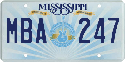 MS license plate MBA247